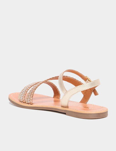 Sandales brides tressées en cuir multicolore femme