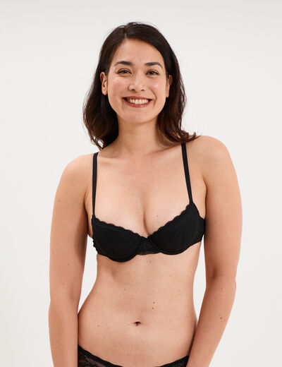 Soutien-gorge corbeille padd&eacute; dentelle noir femme
