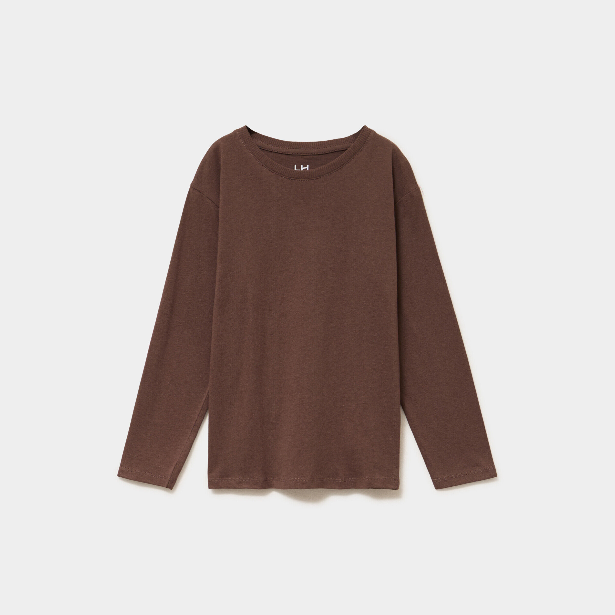 T-shirt manches longues marron foncé garçon LH