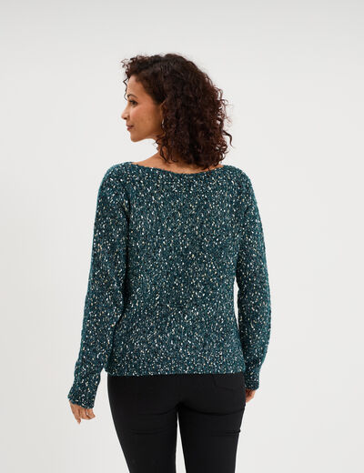 Pull manches longues bleu canard femme