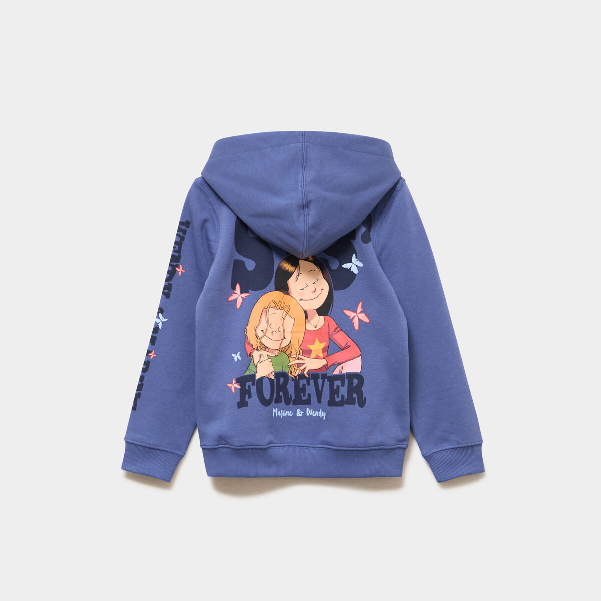 Sweat zipp&eacute; &agrave; capuche Les Sisters bleu gris fille