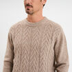 Pull col rond manches longues beige homme