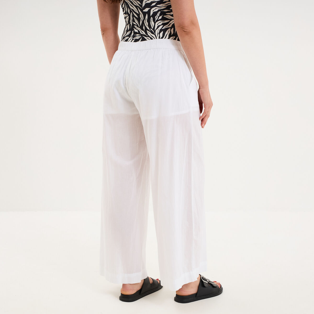 Pantalon de plage voile de coton blanc femme