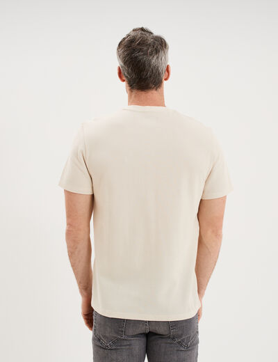 T-shirt textur&eacute; droit col rond coton ecru homme