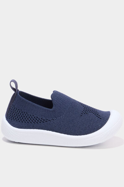 Baskets bout renforc&eacute; &agrave; semelle souple bleu marine b&eacute;b&eacute; gar&ccedil;on