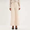 Pantalon wide leg cropped &agrave; boutons ivoire femme