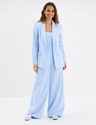 Veste blazer droite bleu ciel femme