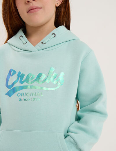 Sweat à capuche hoodie à logo Creeks vert pastel fille