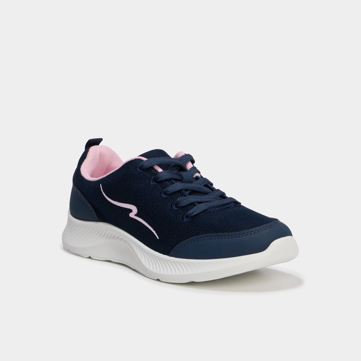 Baskets running &agrave; lacets bleu marine fille