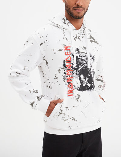Sweat à capuche hoodie Iron Maiden blanc homme