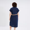 Robe chemise ceinturée coton bleu foncé femme grande taille