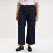 Jean large cropped poches plaqu&eacute;es denim brut femme grande taille