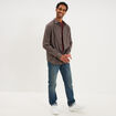 Chemise manches longues coton taupe homme