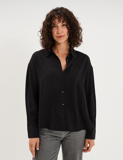 Chemise fluide manches longues noir femme