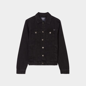 Veste droite boutonnée en jean Creeks denim noir homme