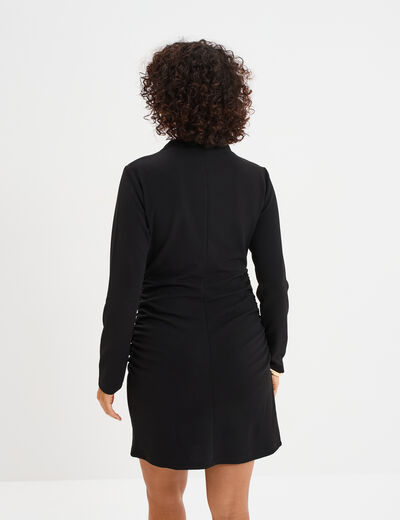 Robe avec boucle et fronces noir femme