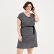 Robe droite ceinturée ecru femme grande taille