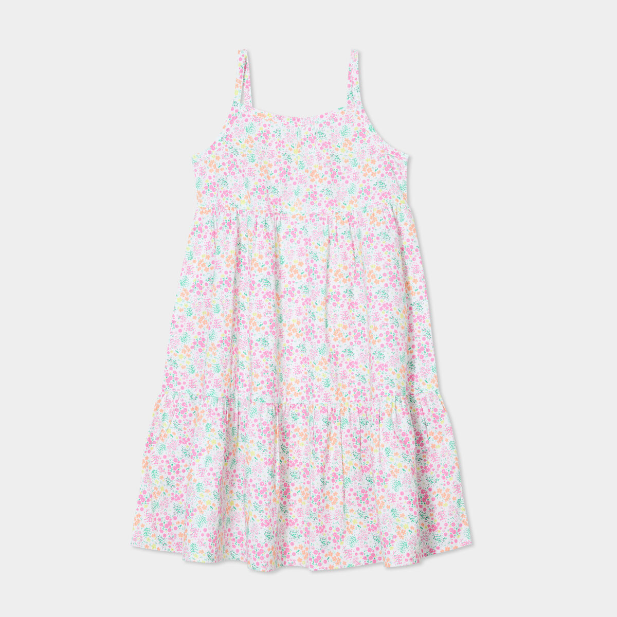 Robe courte &agrave; bretelles fines ecru fille