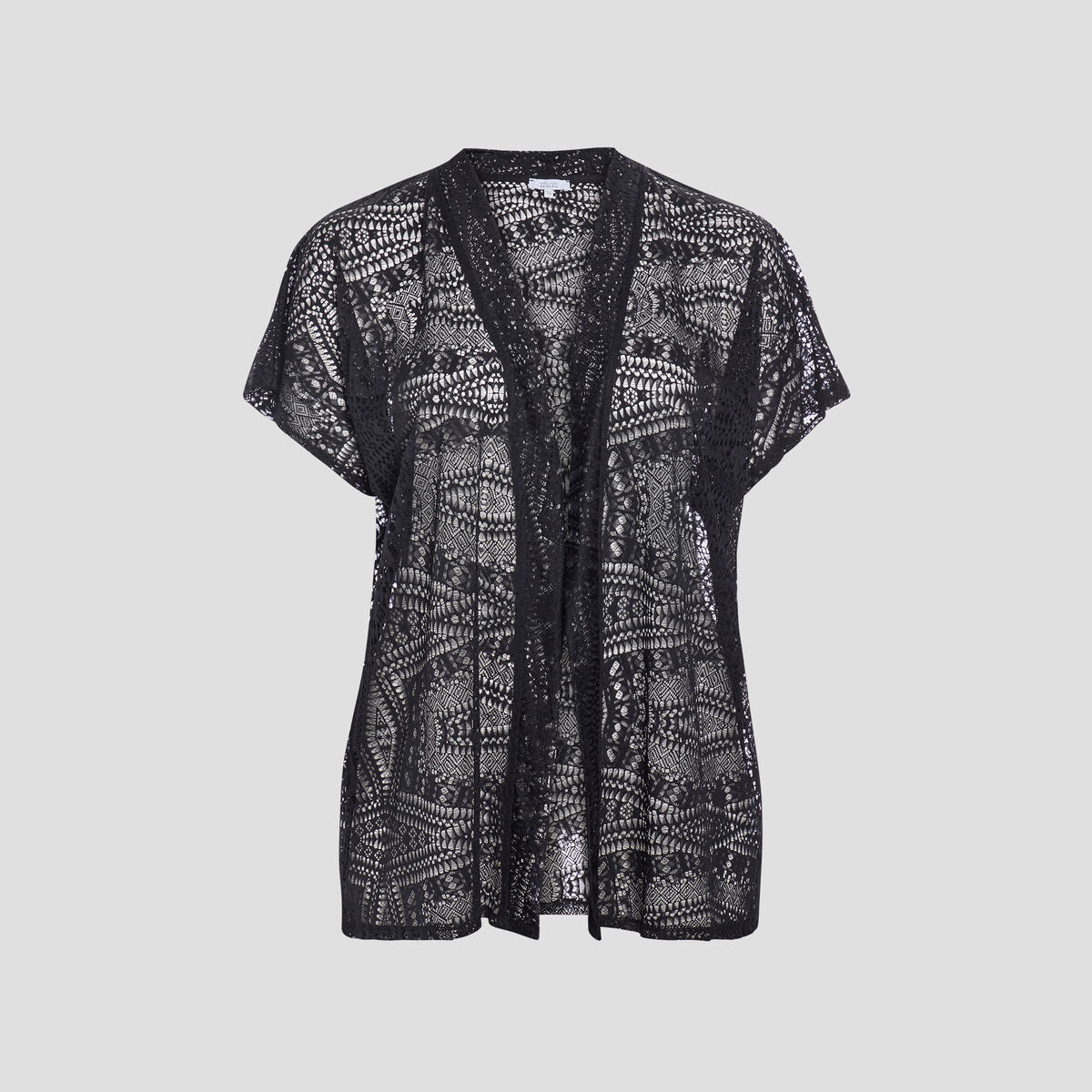 Gilet manches courtes ajouré noir femme grande taille