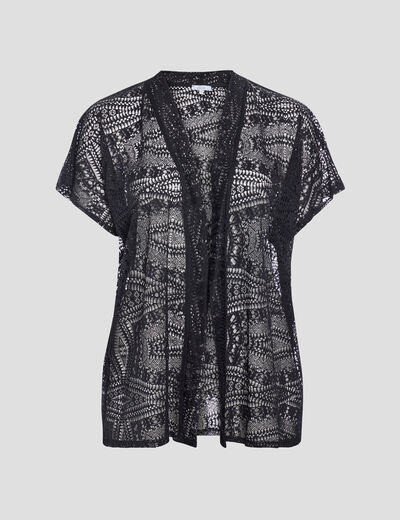 Gilet manches courtes ajouré noir femme grande taille