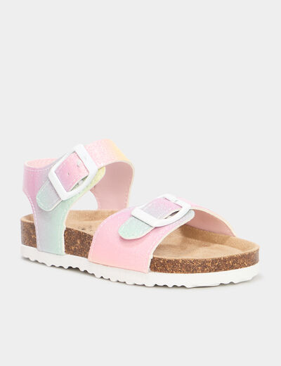 Sandales avec boucles plates multicolore fille