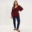 Pull manches 3/4 col en V violet fonc&eacute; femme grande taille