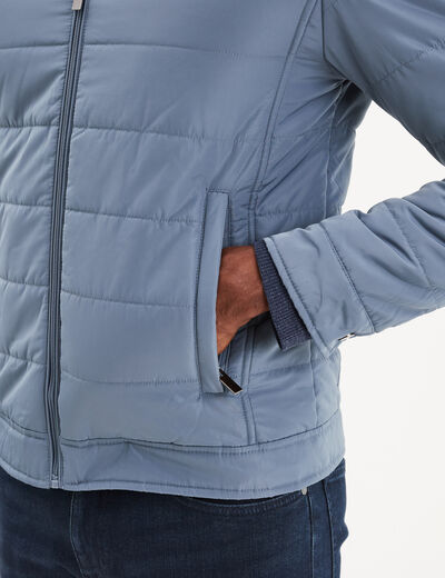 Blouson court zippé col montant bleu foncé homme