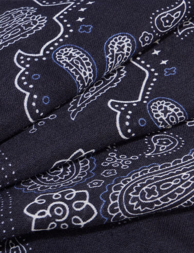 Foulard carr&eacute; bleu marine femme