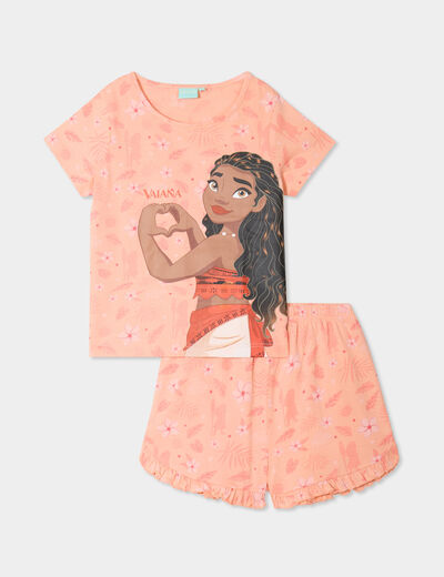 Ensemble pyjama short coton Vaiana rose saumon fille