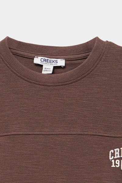 T-shirt manches longues avec logo marron fonc&eacute; gar&ccedil;on