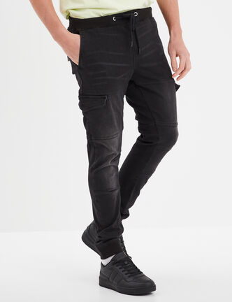 Pantalon skinny stretch 2 poches côtés noir homme