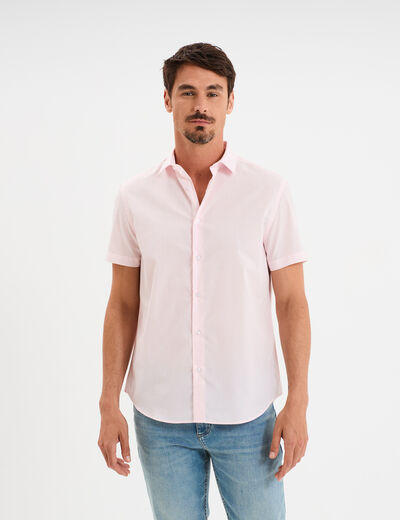 Chemise droite manches courtes rose clair homme