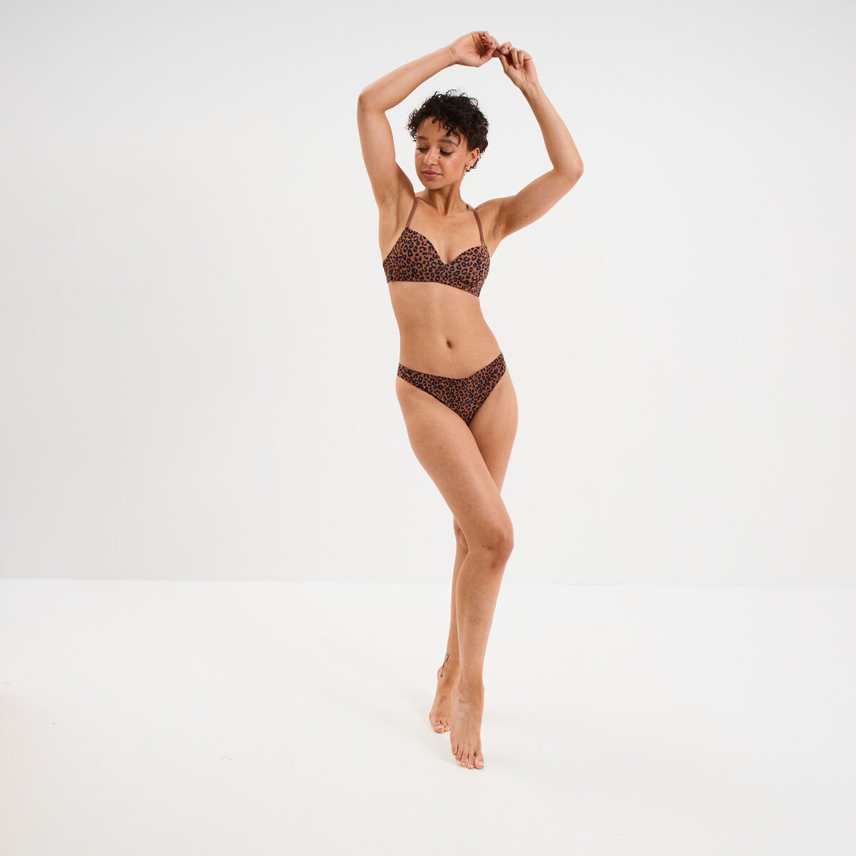 Soutien-gorge push-up triangle marron femme