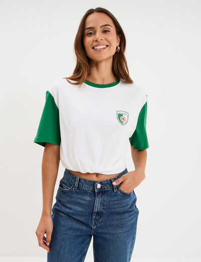 T-shirt maillot de football Alg&eacute;rie blanc mixte