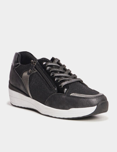 Baskets running zippées Isotoner noir femme