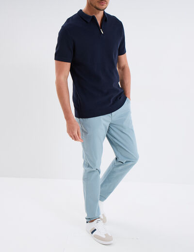 Pantalon chino droit stretch retroussé gris homme