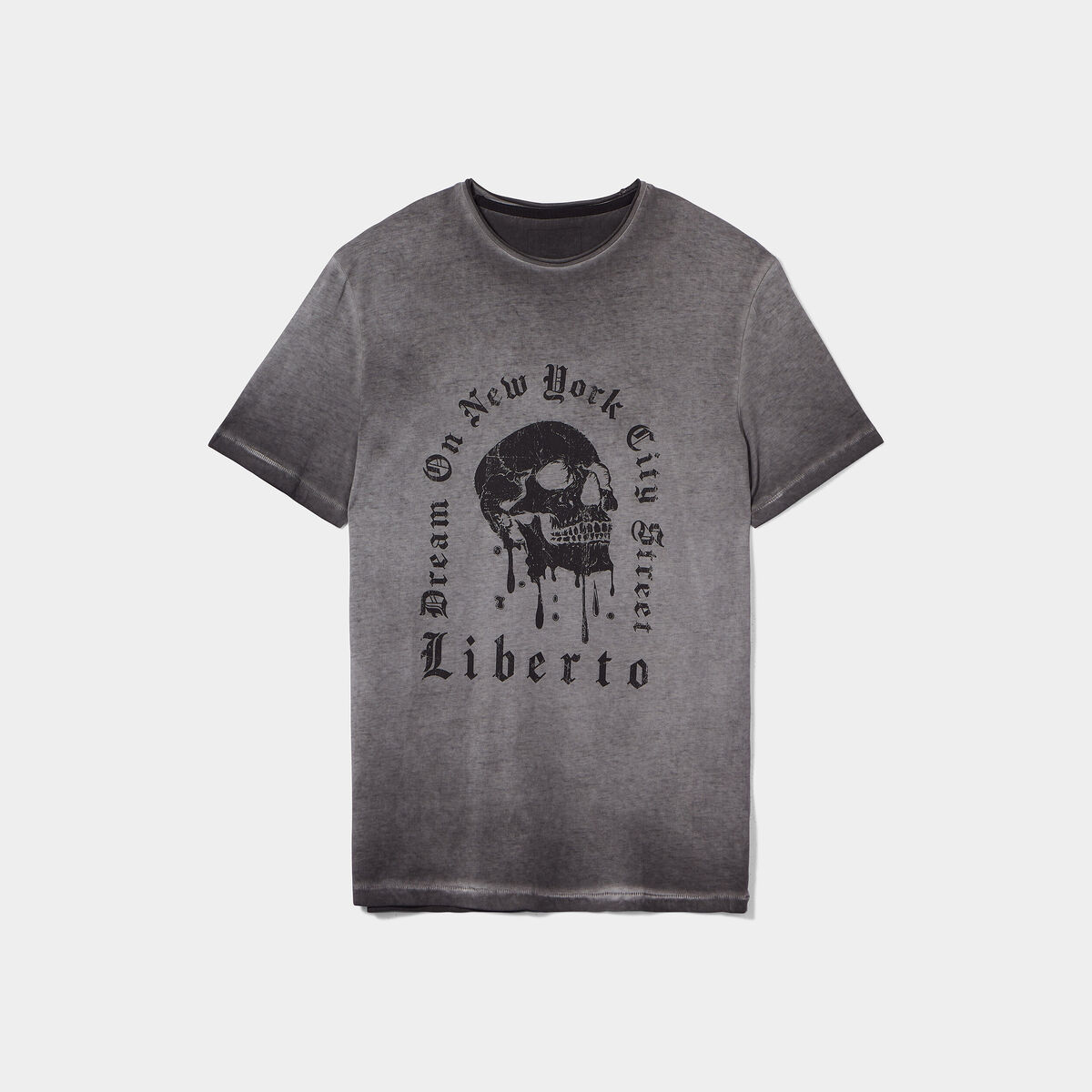 T-shirt col rond manches courtes Liberto gris clair homme