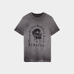 T-shirt col rond manches courtes Liberto gris clair homme