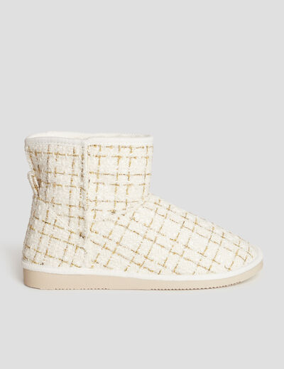 Bottines doublées avec fils métallisés blanc femme