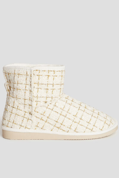 Bottines doublées avec fils métallisés blanc femme
