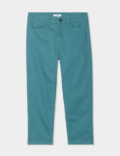 Pantacourt slim 5 poches vert foncé femme