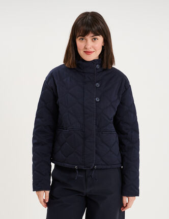 Veste matelass&eacute;e taille ajustable bleu fonc&eacute; femme