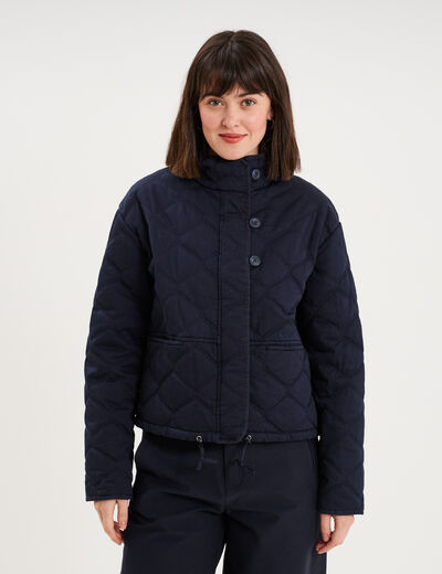 Veste matelass&eacute;e taille ajustable bleu fonc&eacute; femme