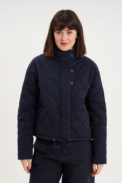 Veste matelass&eacute;e taille ajustable bleu fonc&eacute; femme