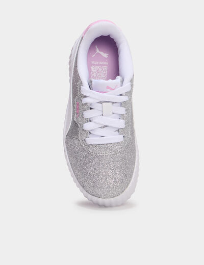 Baskets &agrave; paillettes Puma Carina gris argent fille