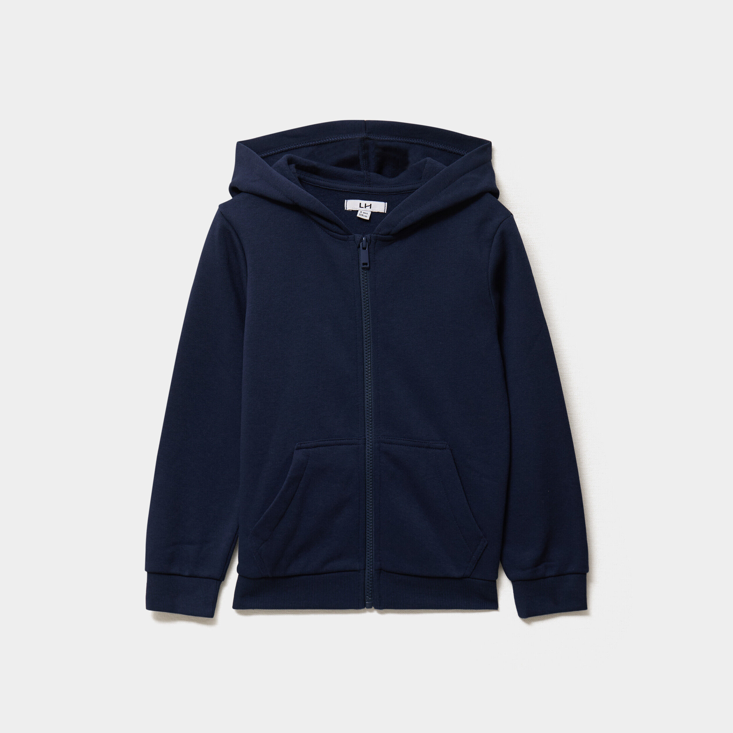 Sweat zippé à capuche en molleton bleu marine garçon LH
