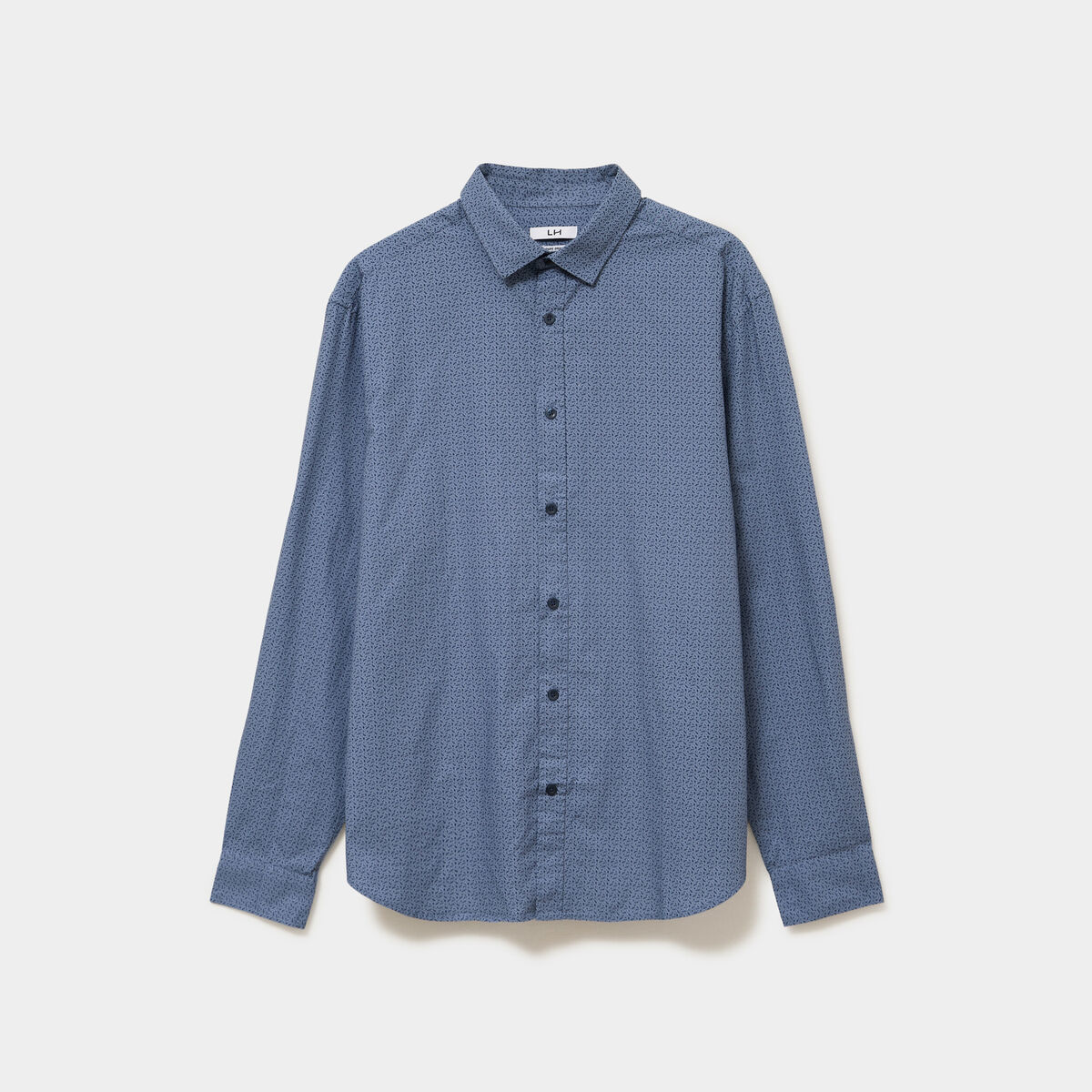 Chemise droite imprim&eacute;e manches longues blanc homme
