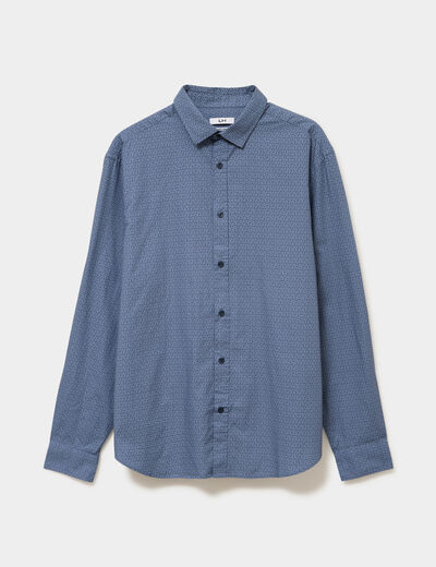 Chemise droite imprim&eacute;e manches longues blanc homme