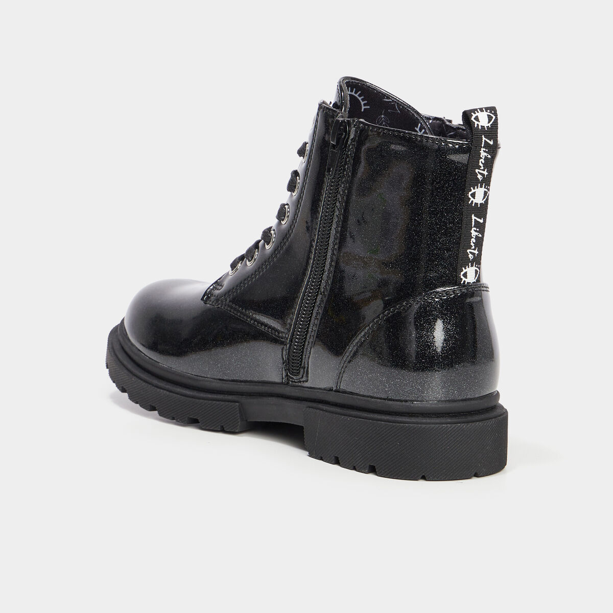 Bottines vernies &agrave; paillettes noir fille