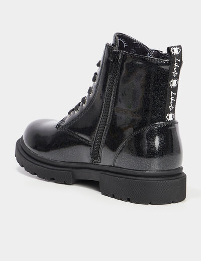 Bottines vernies à paillettes noir fille